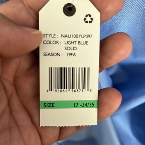 NWT NAUTICA Extra Large Solid Light Blue Long Sleeve Shirt - Picture 5 of 5